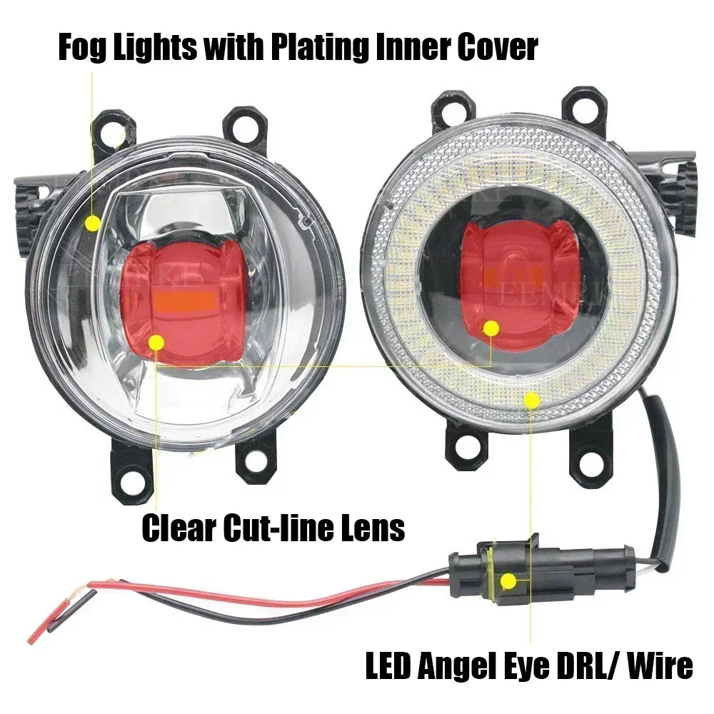 30W LED Fog Lights Assembly Lens & 6000K White H11 & IP68 & Angel Eye DRL for Toyota Avensis T270 2013 2014 2015 2016 2017 2018 — view 2