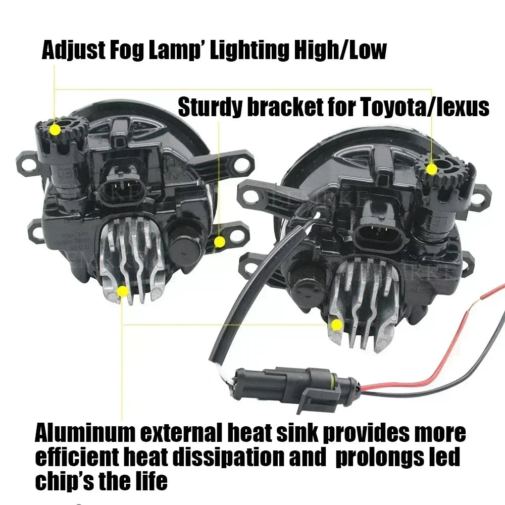 30W LED Fog Lights Assembly Lens & 6000K White H11 & IP68 & Angel Eye DRL for Toyota Avensis T270 2013 2014 2015 2016 2017 2018 — view 3
