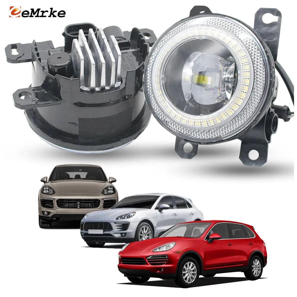 30W LED Fog Lights Factory Replace for Porsche Cayenne 92A 958 / Macan 95B Angel Eye Daytime Running Lamp Exterior Accessories — view 1
