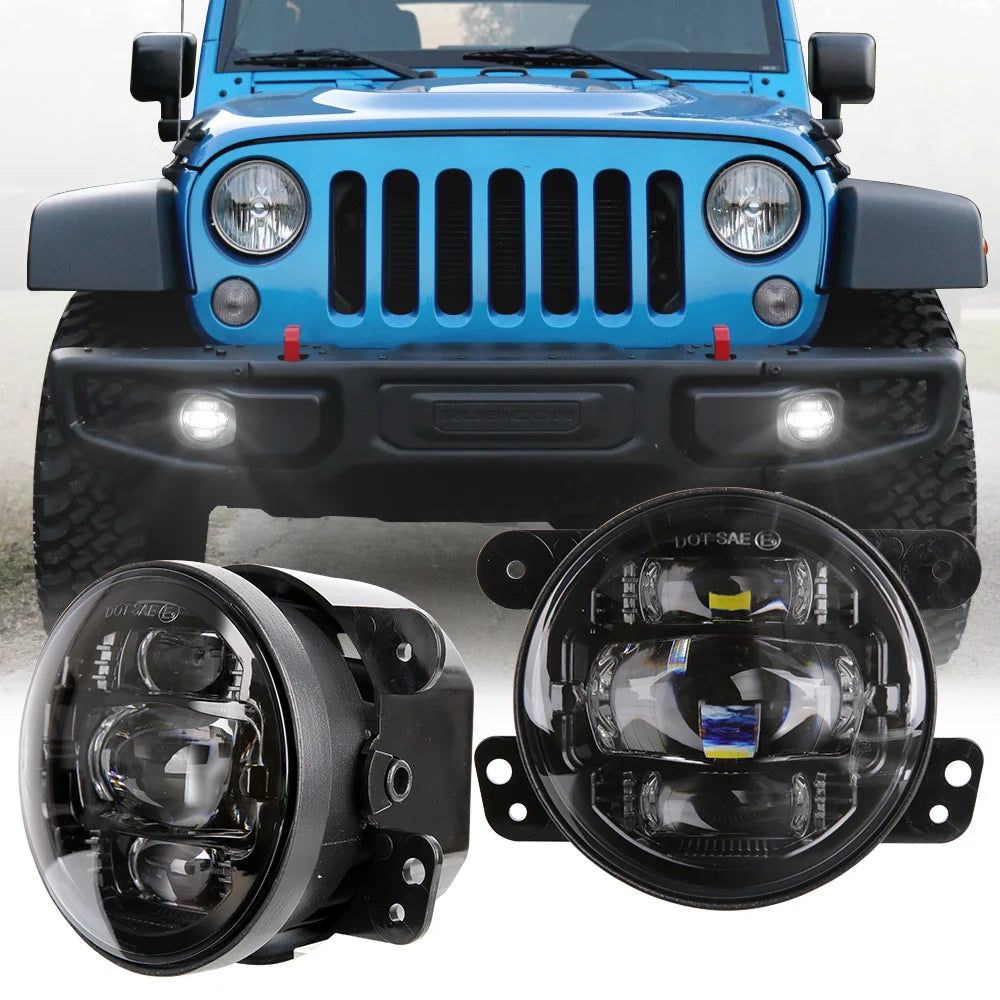4 Inch LED Fog Light Assembly Front Bumper Fog Lamp Driving Lights for Jeep Wrangler JK 2007-2017 Auxiliary Lighting Projector — view 1