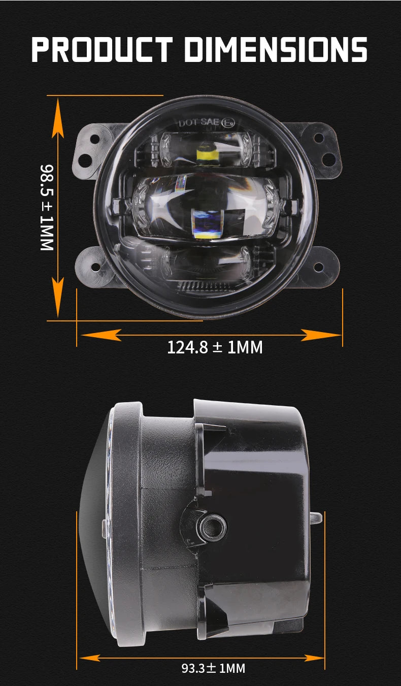 4 Inch LED Fog Light Assembly Front Bumper Fog Lamp Driving Lights for Jeep Wrangler JK 2007-2017 Auxiliary Lighting Projector — view 2