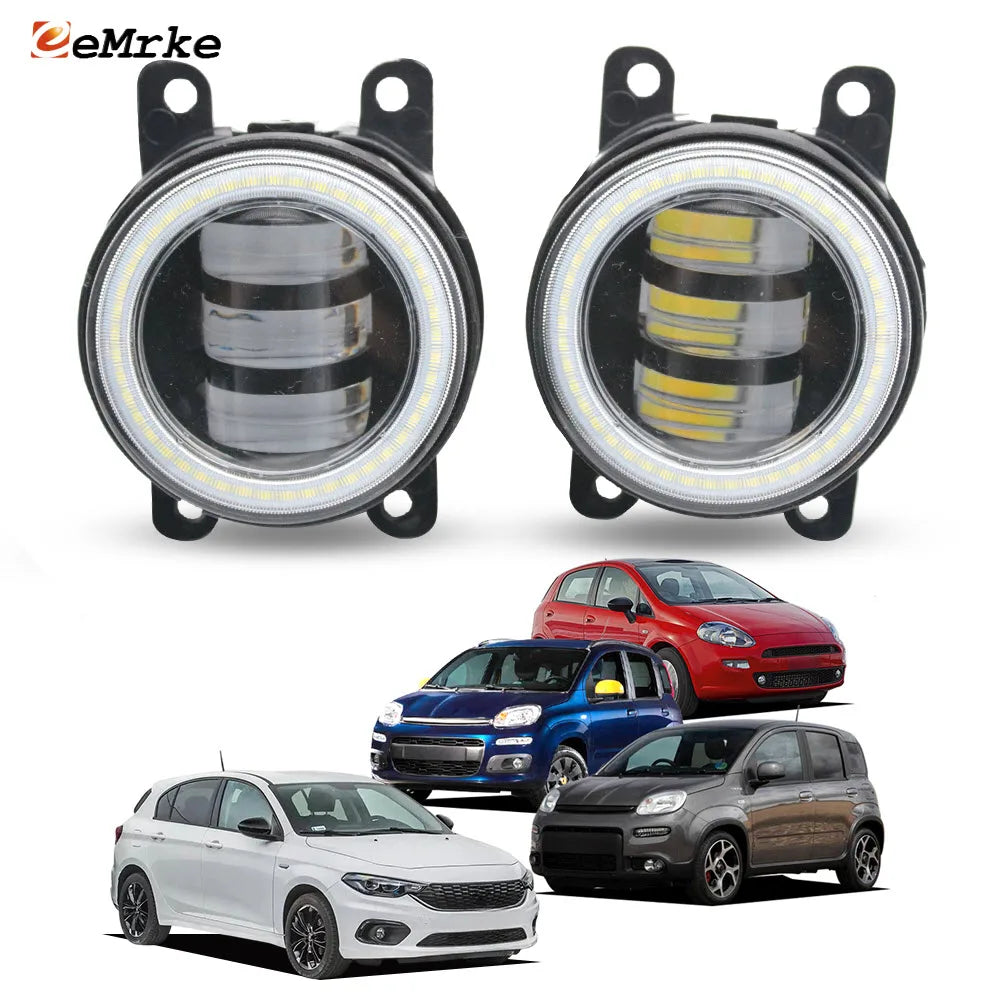 40W / 50W Led Fog Lights Angel Eyes DRL 12V for Fiat Panda 319 Punto 199 2012~2018 Tipo 5Dr 2015-2025 Car Lamp Lens Daylight — view 1
