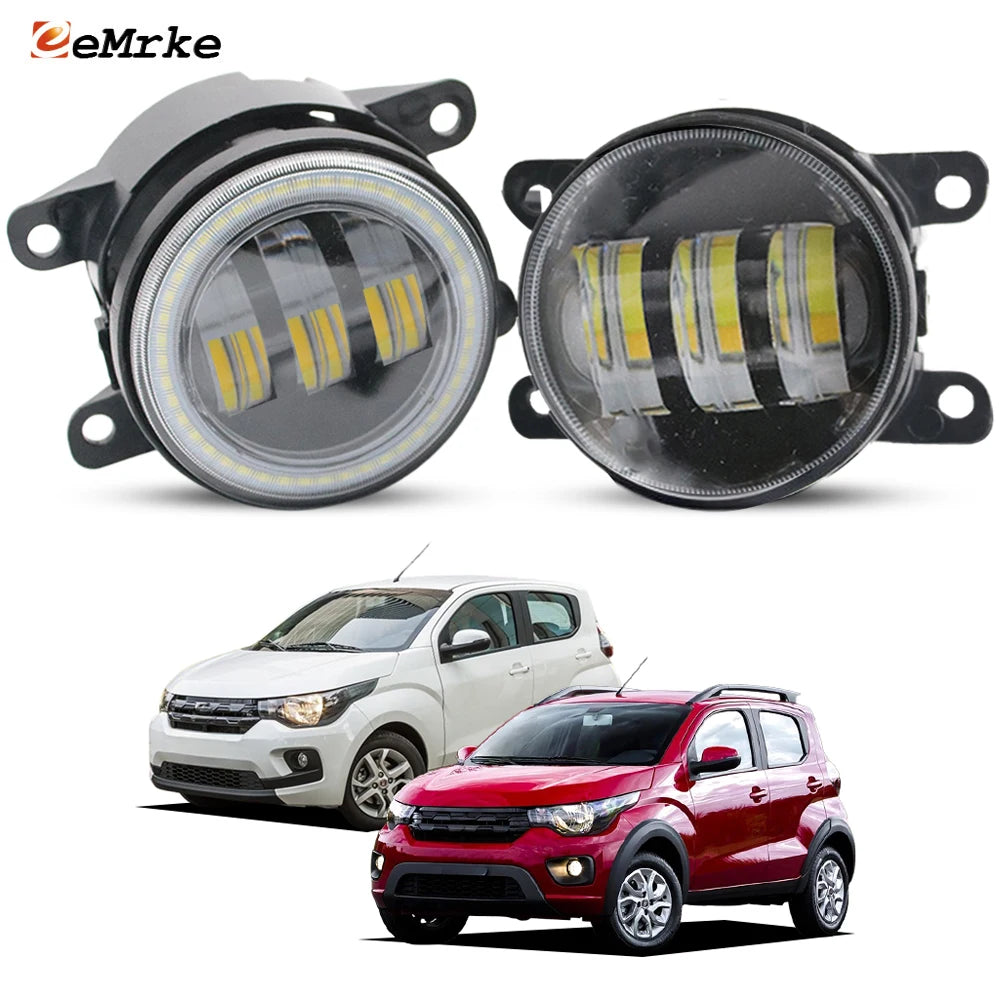 40W Led Fog Lights Angel Eyes DRL For Fiat Mobi Way On Like 2016-2021 2022 2023 2024 2025 2026 White Yellow Fog Driving Lamp — view 1