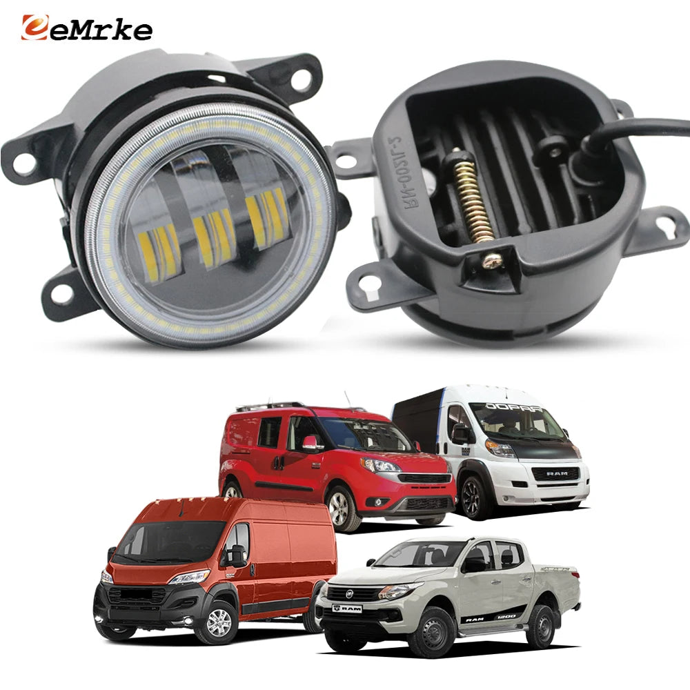 40W Led Fog Lights DRL Angel Eyes Lamp For RAM Promaster 1500 2500 3500 / Promaster City Fiat Doblo Pratico RAM 1200 2015-2025 — view 1
