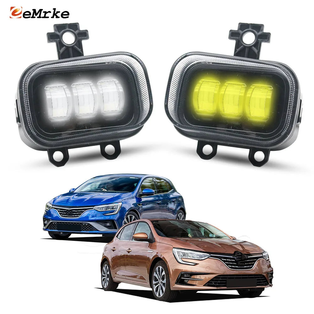 40W LED Fog Lights For Renault Megane R.S. Line / Megane 4 2021 2022 Front Head Lamp W/ Lens 12V DRL High Power White / Yellow — view 1