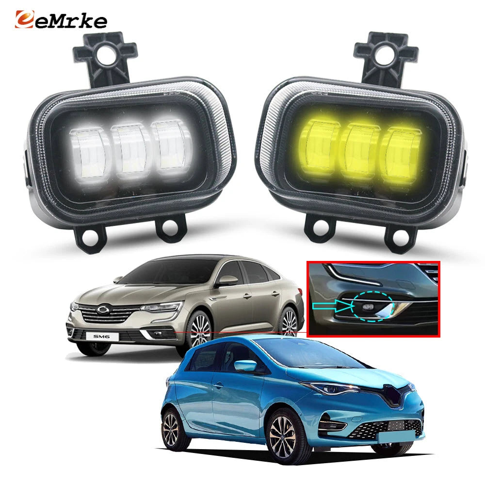 40W LED Fog Lights for Renault Talisman Samsung SM6 Zoe 2020-2023 Front Head Lamp with Lens DRL 12V High Power White / or Yellow — view 1
