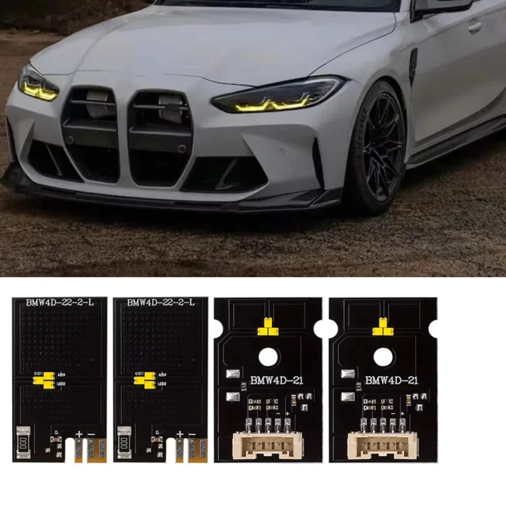 4pcs LED Headlight LED Module DRL Plate Lemon Yellow non-laser For BMW 4 series M3 M4 G82 G83 G22 G23 2021 - 2024 — view 2