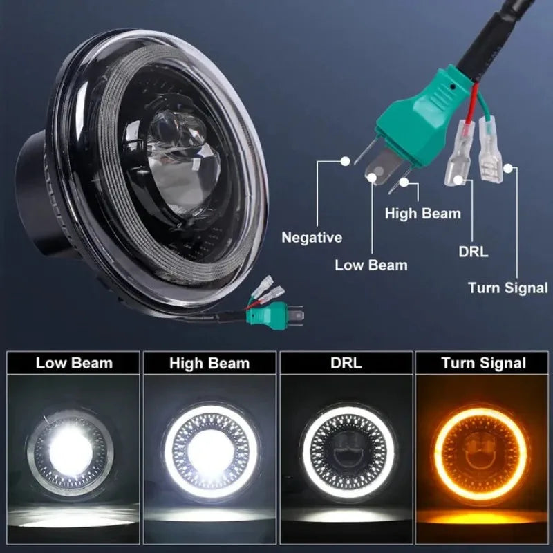 7 Inch LED Motorcycle Headlight for Harley Davidson Electra Glide Road King Softail with High Beam/Low Beam/DRL Super Bright — view 2