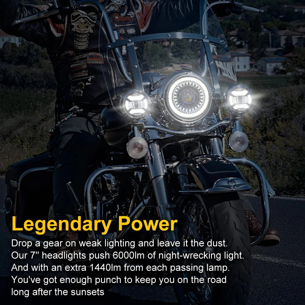 7 Inch LED Motorcycle Headlight for Harley Davidson Electra Glide Road King Softail with High Beam/Low Beam/DRL Super Bright — view 4