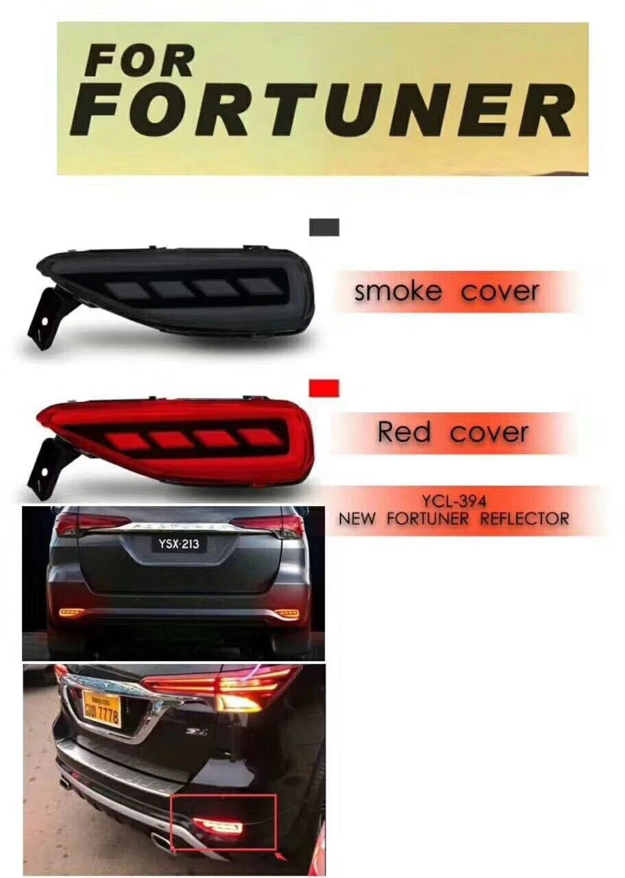 Toyota Fortuner rear bumper reflector light YCL-394 - Smoked and Red lens options