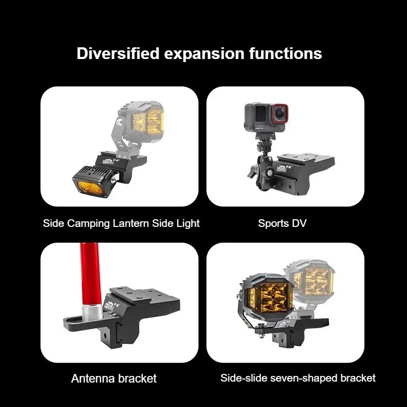 A Pillar Spotlight Bracket Front Engine Hood Quick Release Dual Guide Rail Expansion Stand For BAIC JISHI Polestone 01 Rox 01 — view 3