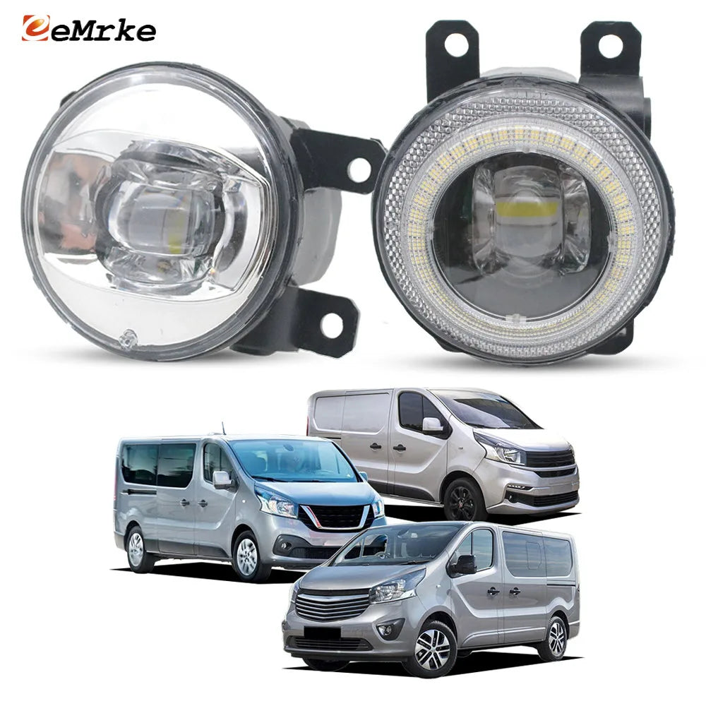 Angel Eye LED Fog Lights DRL For Opel Vauxhall Vivaro B X82 Fiat Talento 296 Nissan NV300 / Renault Trafic 2016 2017 2018 2019 — view 1