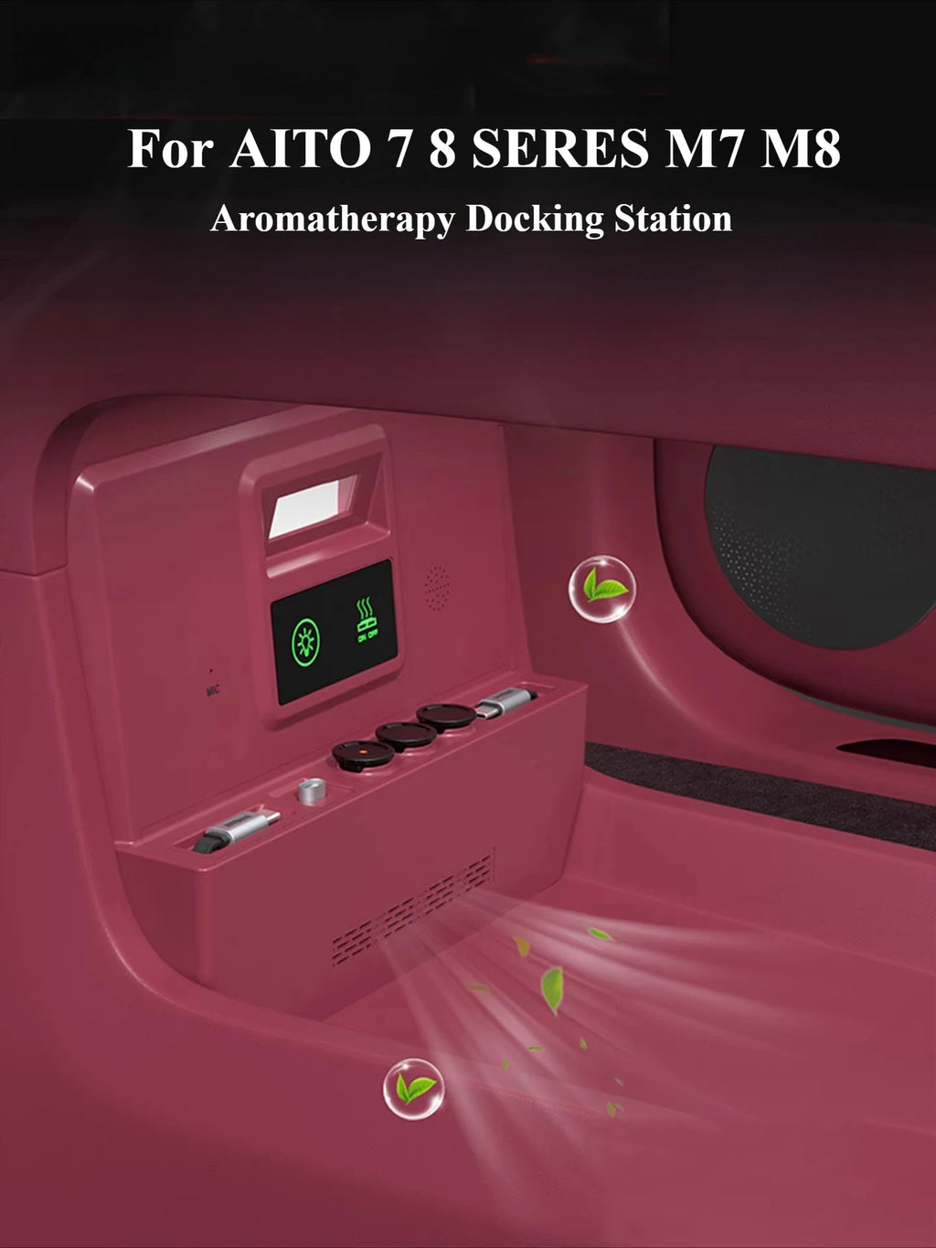 Aromatherapy Docking Station for AITO 7 8 SERES M7 M8, Car Central Console Phone Charging Cable Voice Control Expansion Dock — view 2