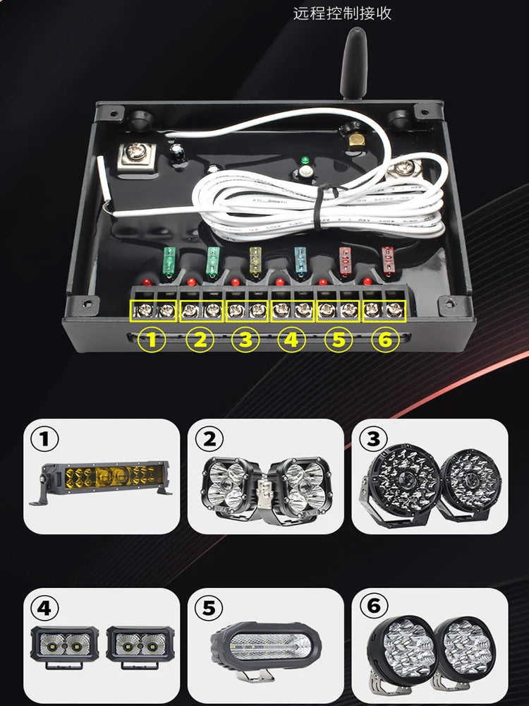 Car A Pillar Handle Switch Controller For Tank 400 Off-road Spotlights 6-way Integrated Wireless Remote Control Light Switch — view 3