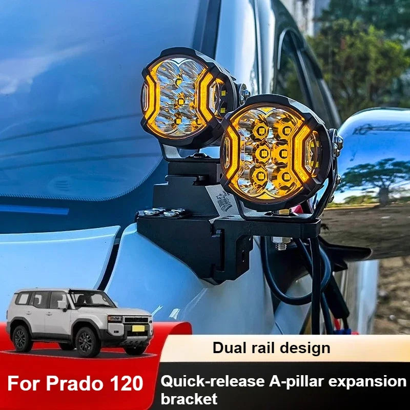 Car A Pillar Spotlight Bracket For Land Cruiser Prado 120 LC120 Front Engine Hood Quick Release Dual Guide Rail Expansion Stand — view 2