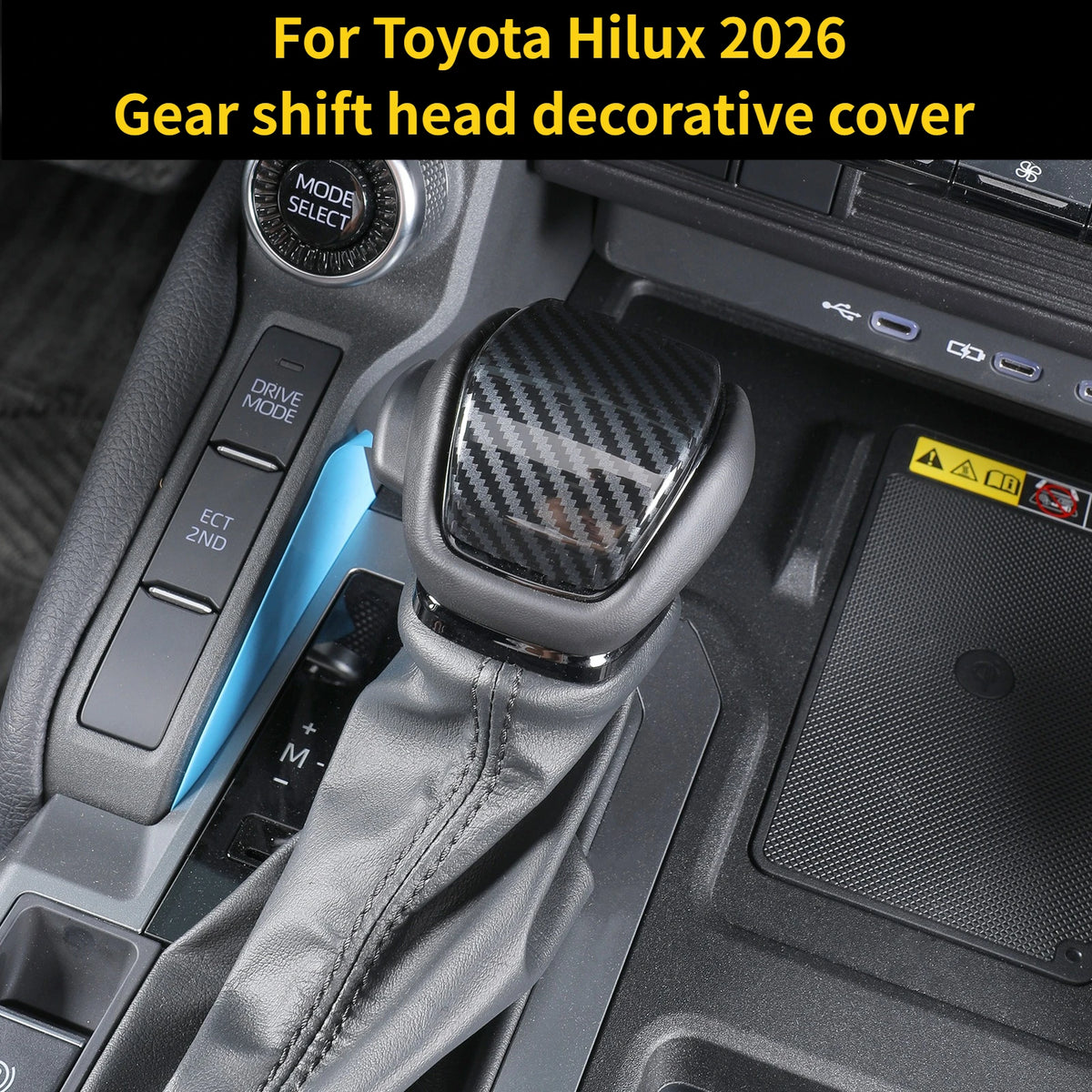 Car All-inclusive Gear Head Decorative Cover Glossy Carbon Fiber Texture Gear Shift Knob Decor Accessories For Toyota Hilux 2026 — view 2