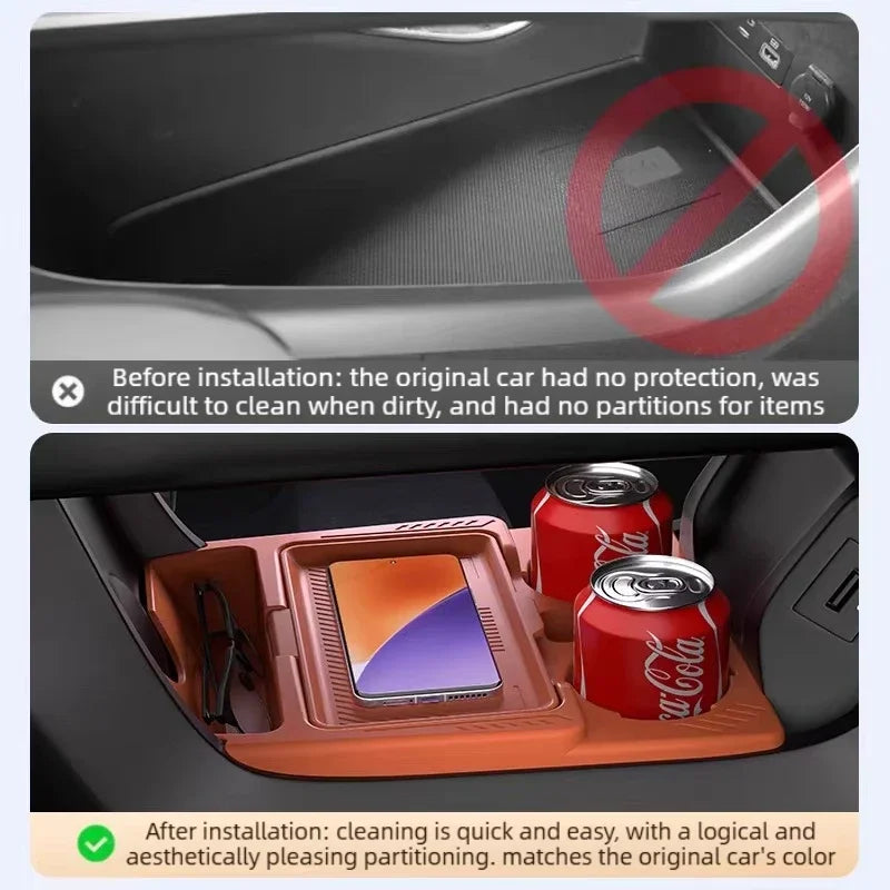 Car Center Console Lower Silicone Storage Box Partitioned Storage with Lid Privacy Box Organizer For HAVAL Dargo / H7 2020-2024 — view 3