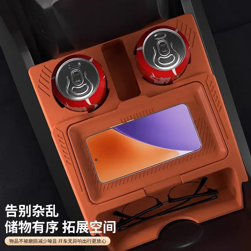 Car Center Console Lower Silicone Storage Box Partitioned Storage with Lid Privacy Box Organizer For HAVAL Dargo / H7 2020-2024 — view 6