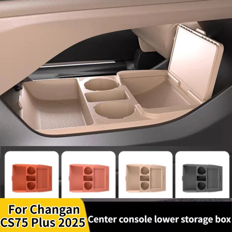 Car Center Console Lower Storage Box Silicone Partitioned Storage Dust-proof Privacy Box Tidying For Changan CS75 Plus 2025 — view 1