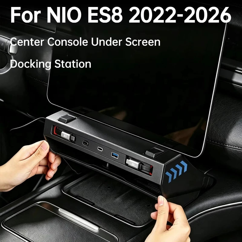 Car Center Console Under Screen Docking Station W/ Storage Box For NIO ES8 2022-2026 Car Telescopic Cable Fast Charger Accessory — view 1