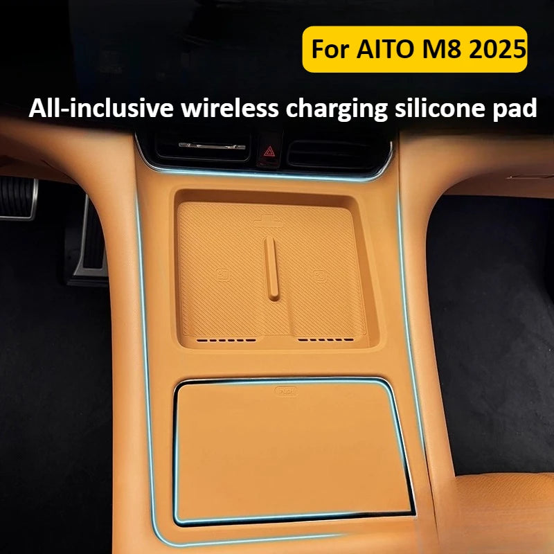 Car Center Control Wireless Charging Silicone Pad Protective Cover Tray Car Interior Accessories For AITO 8 M8 SERES 7 2025 — view 2