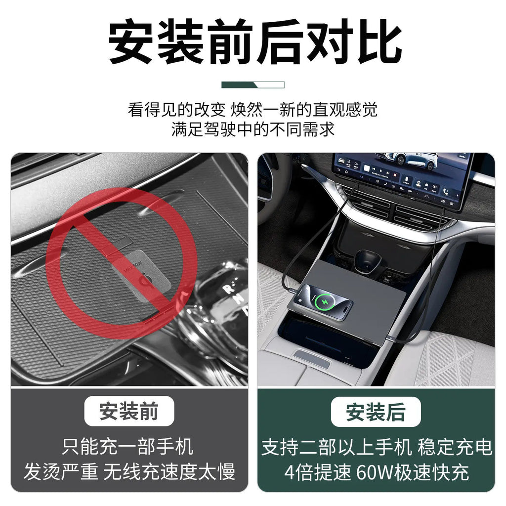 Car Central Control Docking Station For Denza D9, Fast Charging Case Expansion Dock with USB Charging Cable Interior Accessories — view 4
