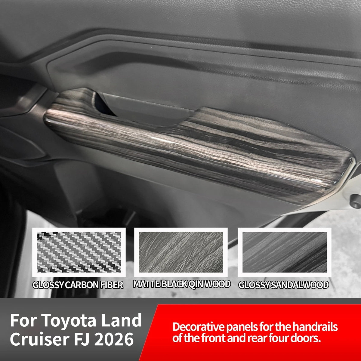Car Four-door Armrest Decorative Frame Door Handle Trim Cover Interior Styling Modification For Toyota Land Cruiser FJ 2026 — view 2