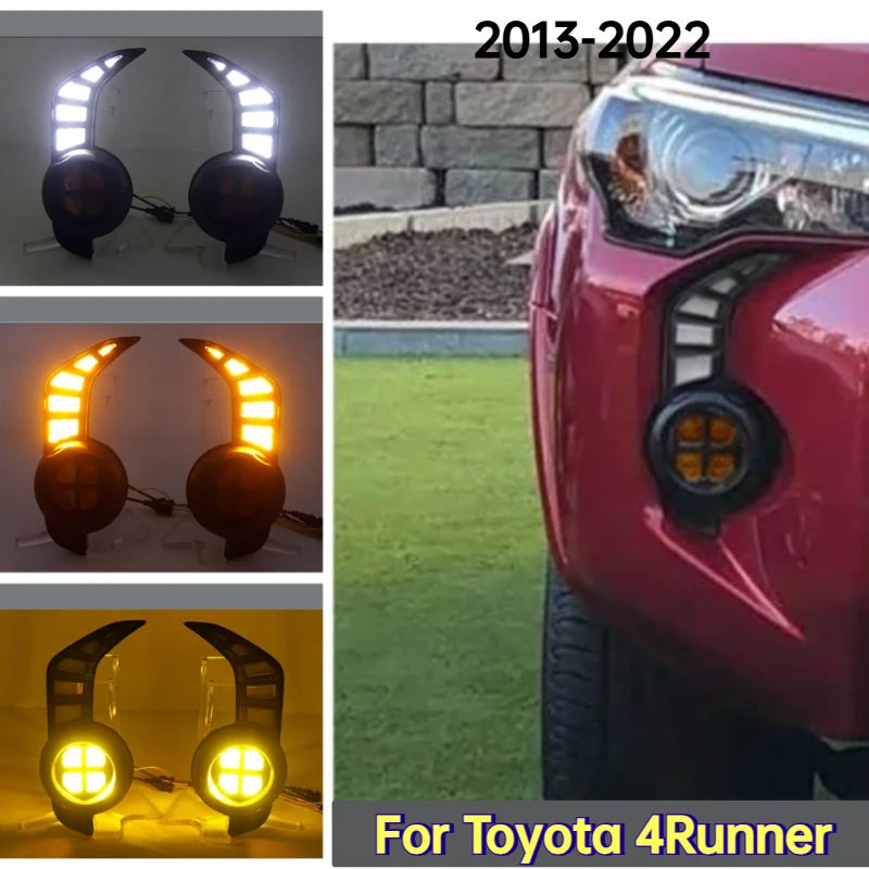 Car Led Daytime Running Light DRL Dynamic Turn Signal Front Bumper Fog Lamp Modification Accessory For Toyota 4Runner 2013-2022 — view 1
