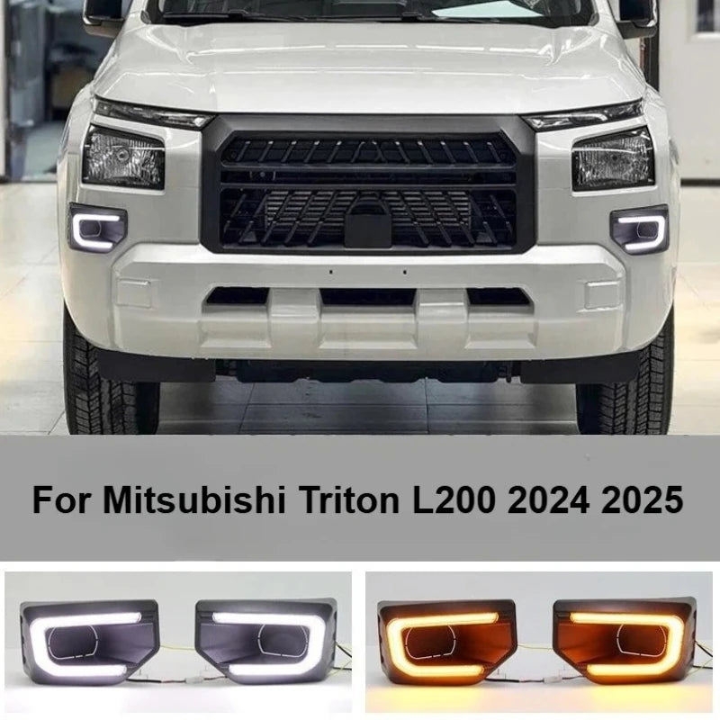 Car Led Daytime Running Light DRL Dynamic Turn Signal Lamp Front Bumper Fog Lamp Daylights For Mitsubishi Triton L200 2024 2025 — view 1