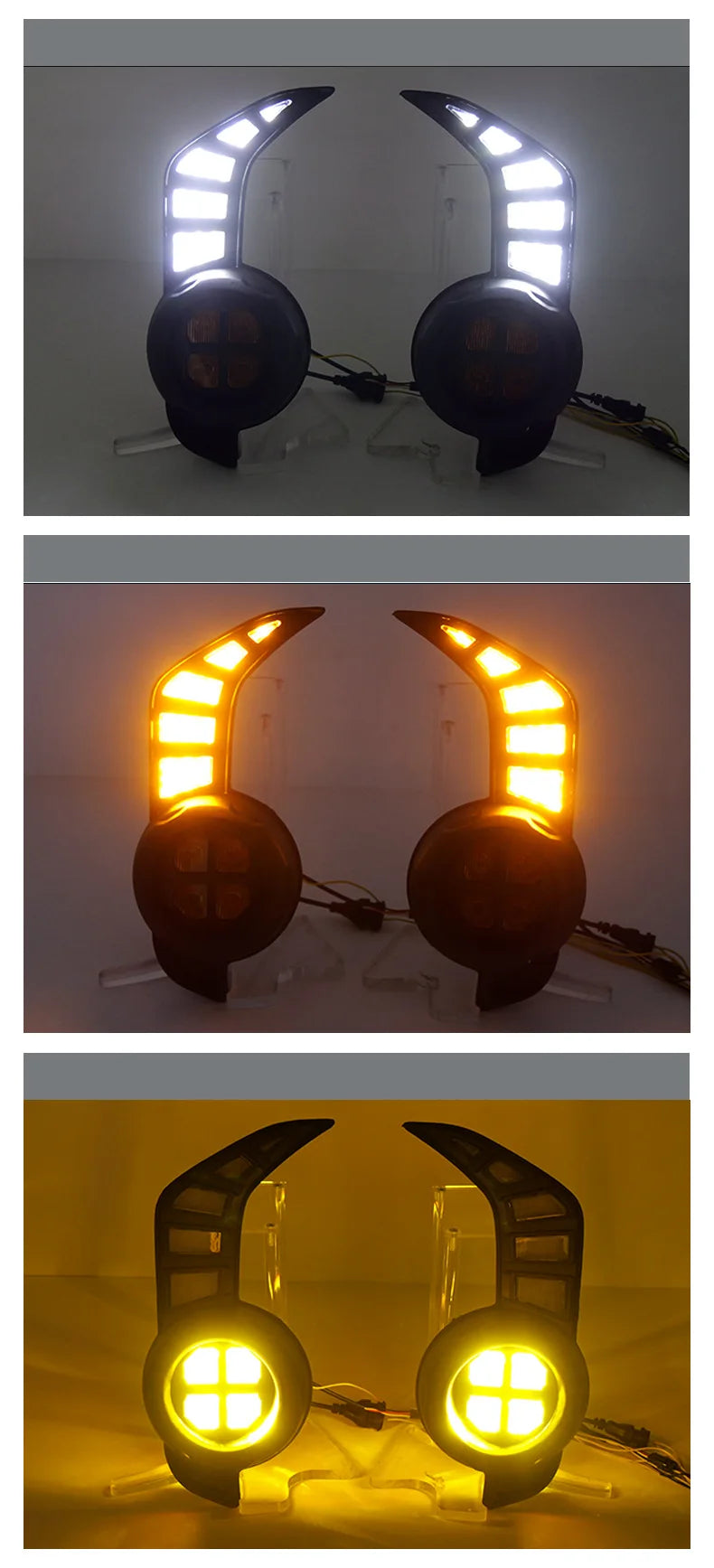 Car Led Daytime Running Light DRL Dynamic Turn Signal Front Bumper Fog Lamp Modification Accessory For Toyota 4Runner 2013-2022 — view 2