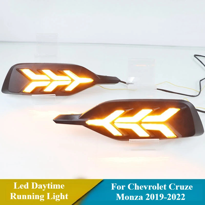 Car Led Daytime Running Light For Chevrolet Cruze Monza 2019-2022 Streamer Turn Signal Modified Front Fog Light DRL 12V Daylight — view 4