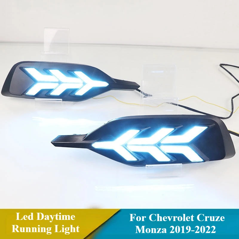 Car Led Daytime Running Light For Chevrolet Cruze Monza 2019-2022 Streamer Turn Signal Modified Front Fog Light DRL 12V Daylight — view 5