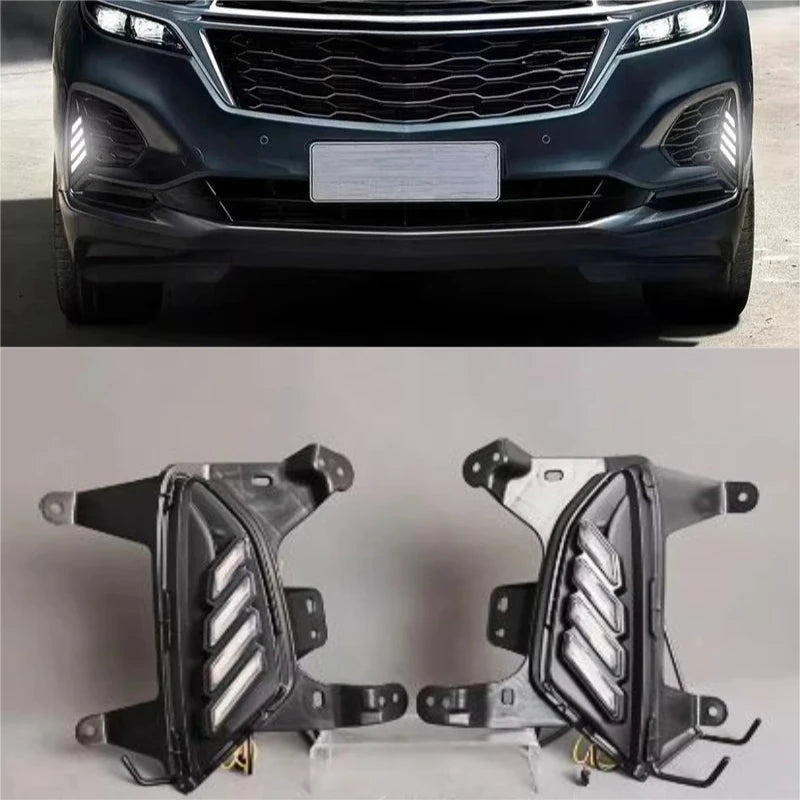 Car Led Daytime Running Light Front Fog Lamp DRL Yellow Dynamic Turn Signal For Chevrolet Equinox 2021 2022 2023 2024 2025 — view 1