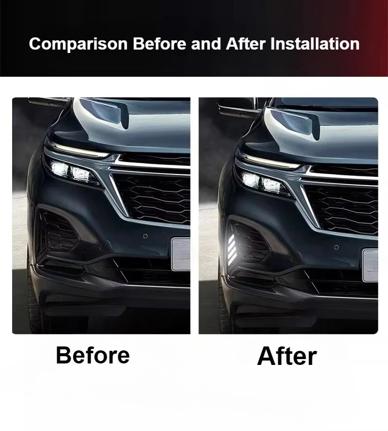 Car Led Daytime Running Light Front Fog Lamp DRL Yellow Dynamic Turn Signal For Chevrolet Equinox 2021 2022 2023 2024 2025 — view 4