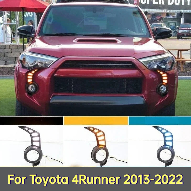 Car LED Daytime Running Light White DRL Yellow Dynamic Turn Signal Front Bumper Fog Lamp Modified For Toyota 4Runner 2013-2022 — view 1