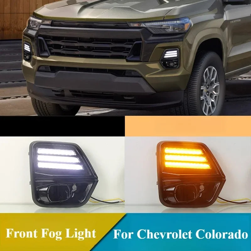 Car LED Daytime Running Lights Dynamic Turn Signal DRL12V Car Day Lamp Front Fog Light Modified For Chevrolet Colorado 2023 2024 — view 3