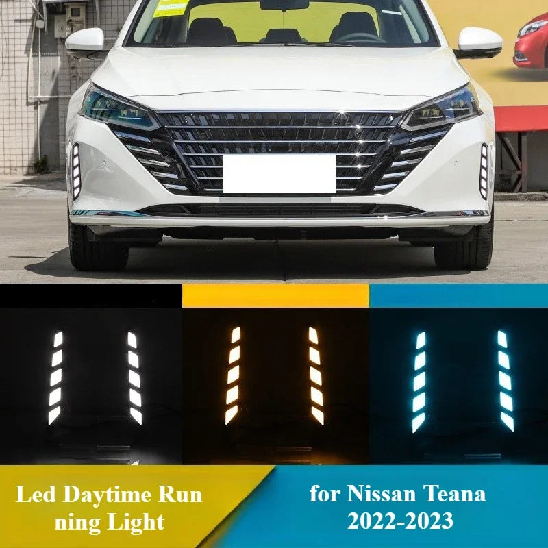 Car Led Daytime Running Lights for Nissan Teana 2022 2023 with Dynamic Turn Signal DRL Front Bumper Fog Lamp Modified Daylight — view 2