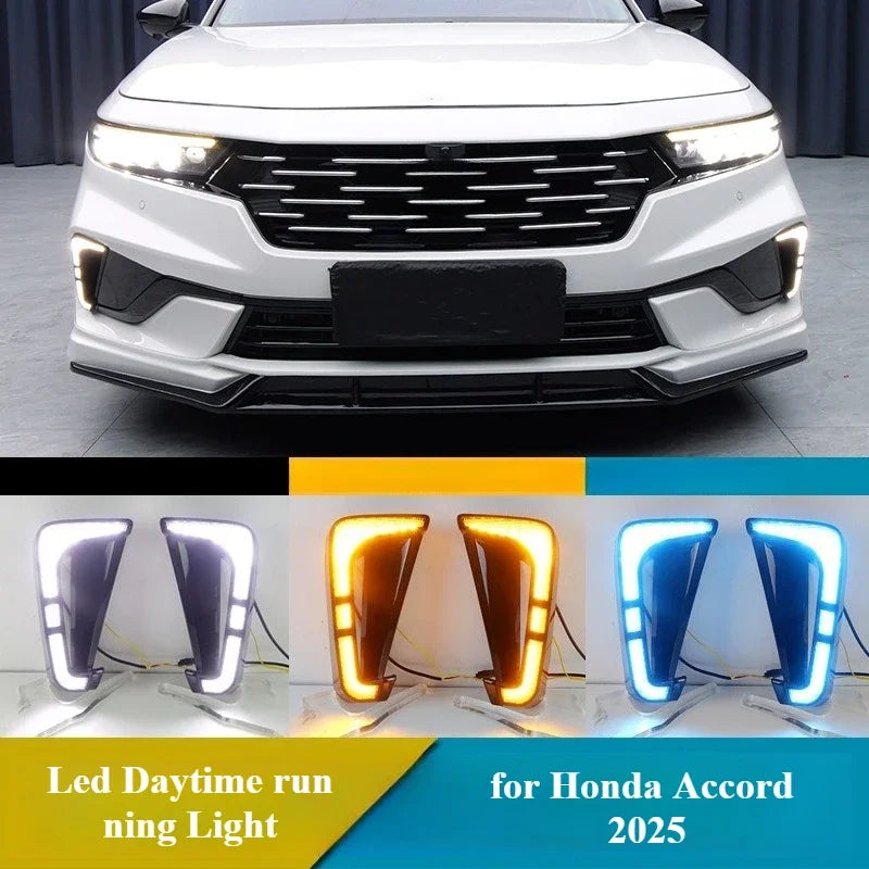 Car LED Daytime Running Lights Front Bumper Fog Lamp Modified Dynamic Turn Signal DRL 12V Daylight For Honda Accord 2025 2026 — view 3