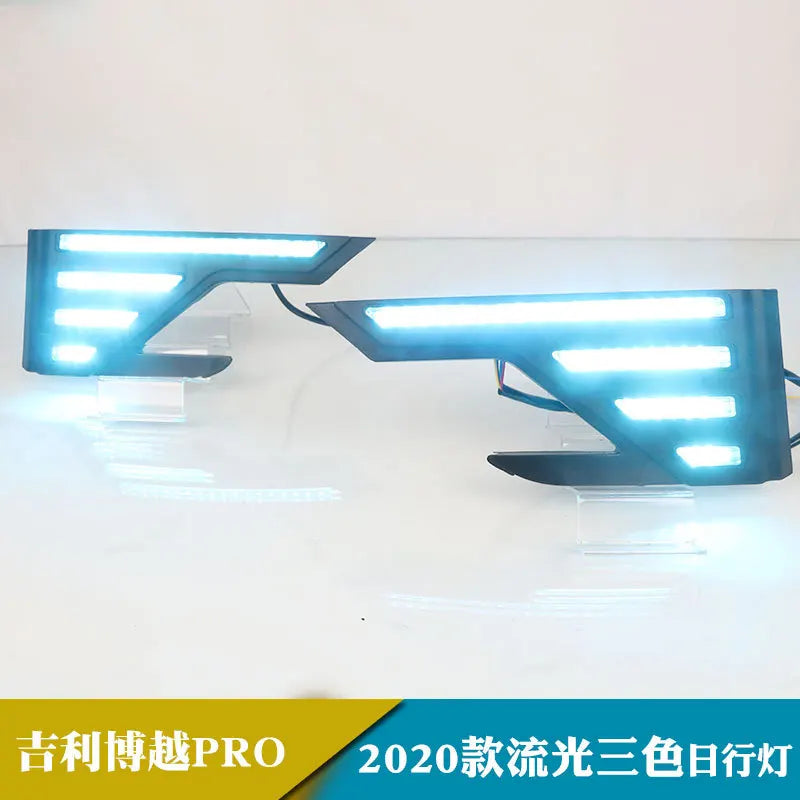 Car LED DRL Daytime Running Light for Geely Atlas PRO Proton X50 2019 2020 2021 with Yellow Turn Signal Light Fog Lamp Cover — view 6