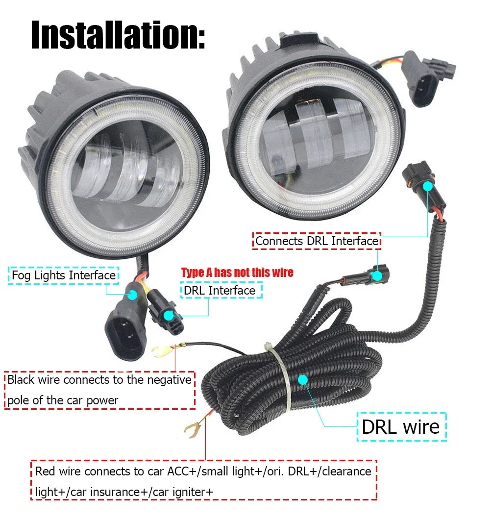 Car Led PTF Fog Lights Assembly for Nissan Pulsar SSS NB17 Tiida C12 2013 2014 2015 2016 Angel Eyes Front Bumper DRL Accessories — view 4