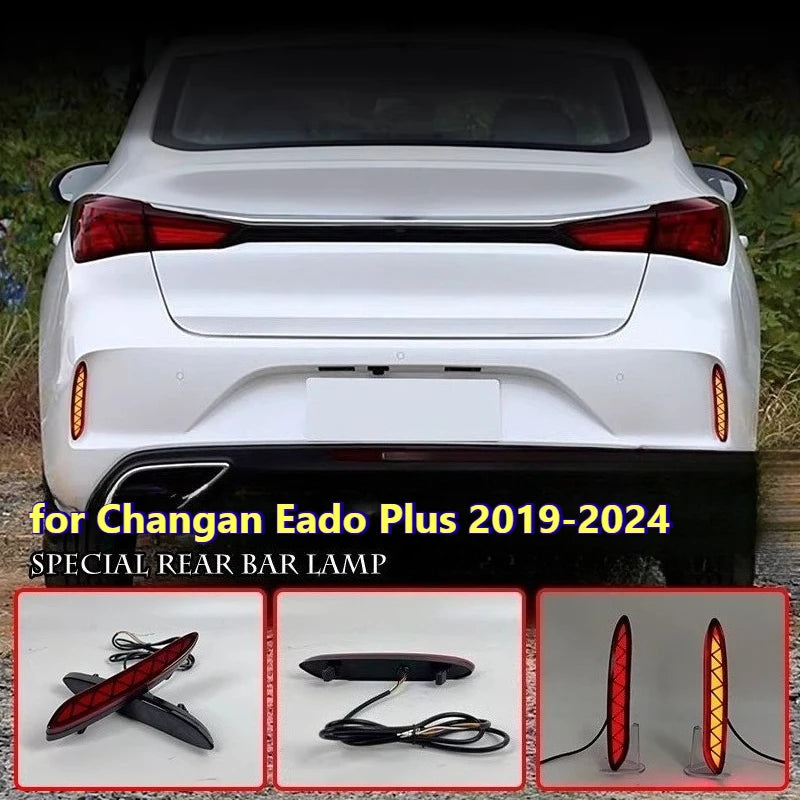 Car Led Rear Bumper Light Reflector for Changan Yidong Eado Plus 2019-2024 DRL Dynamic Turn Signal Rear Driving Brake Lamp — view 1