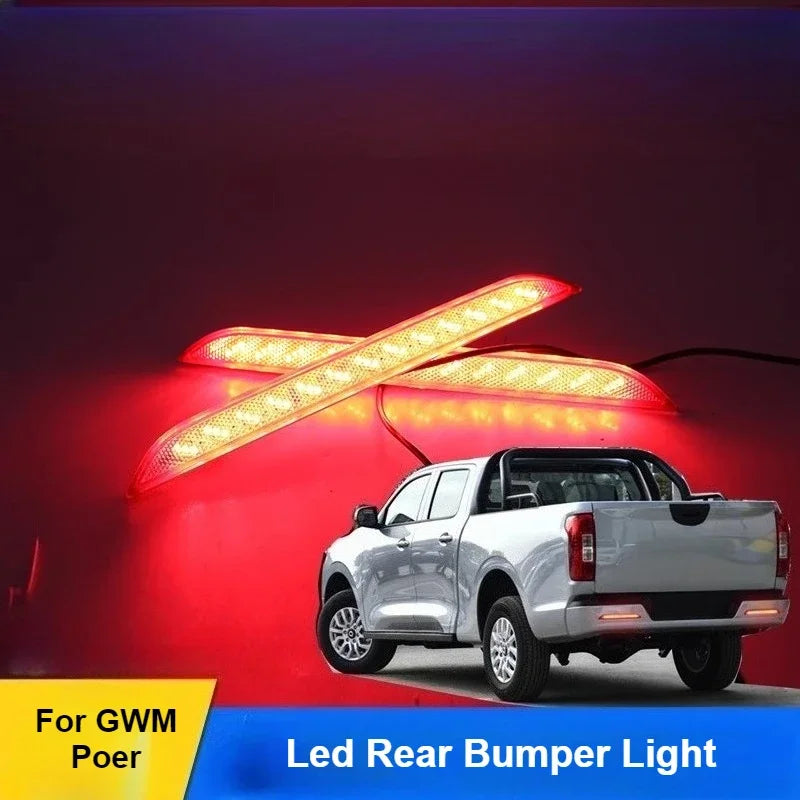 Car Led Rear Bumper Reflector Light DRL Dynamic Turn Signal Driving Brake Lights Warning Lamp For GWM Poer 2022 2023 2024 — view 2