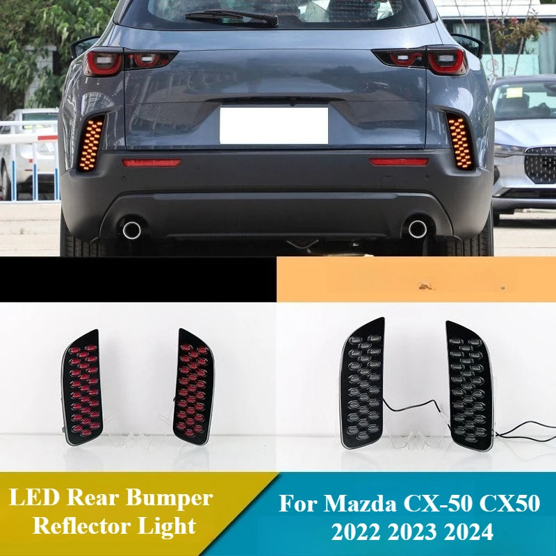 Car LED Rear Bumper Reflector Light For Mazda CX-50 CX50 2022 2023 2024 12V DRL Fog Lamp Brake Light with Dynamic Turn Signal — view 1