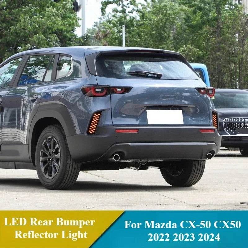 Car LED Rear Bumper Reflector Light For Mazda CX-50 CX50 2022 2023 2024 12V DRL Fog Lamp Brake Light with Dynamic Turn Signal — view 3