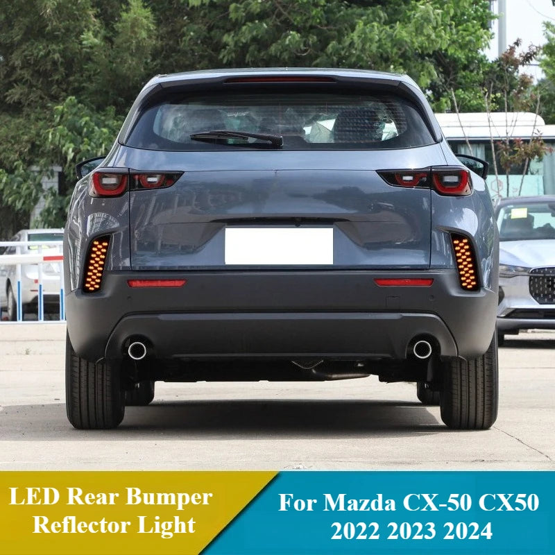Car LED Rear Bumper Reflector Light For Mazda CX-50 CX50 2022 2023 2024 12V DRL Fog Lamp Brake Light with Dynamic Turn Signal — view 4