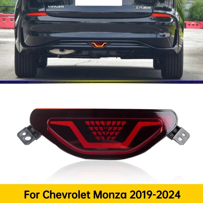 Car Rear Bumper Light Reflector Dynamic Signal Light LED Fog Lamp Modified Driving Brake Lights For Chevrolet Monza 2019-2024 — view 2