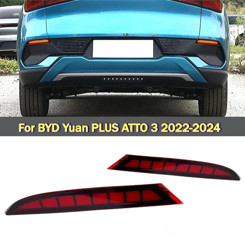 Car Rear Bumper Light Reflector For BYD Yuan PLUS ATTO 3 2022-2024 Fog Light Modified LED Dynamic Turn Signal Brake Pilot Lamp — view 1