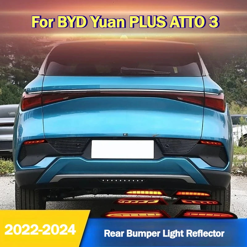 Car Rear Bumper Light Reflector For BYD Yuan PLUS ATTO 3 2022-2024 Fog Light Modified LED Dynamic Turn Signal Brake Pilot Lamp — view 4