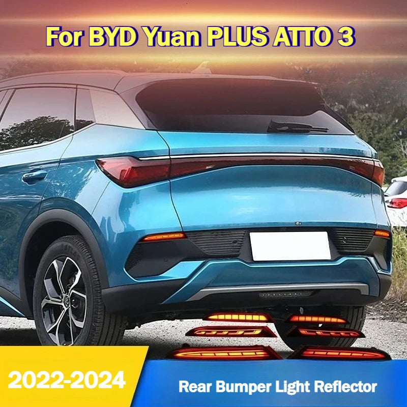Car Rear Bumper Light Reflector For BYD Yuan PLUS ATTO 3 2022-2024 Fog Light Modified LED Dynamic Turn Signal Brake Pilot Lamp — view 5