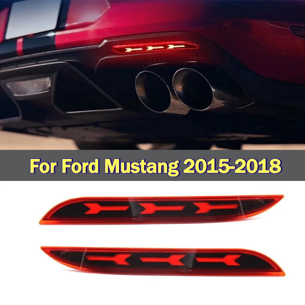 Car Rear Bumper Light Reflector Rear Surround Light Aircraft Pattern Turn Signal Driving Brake Lamp For Ford Mustang 2015-2018 — view 1